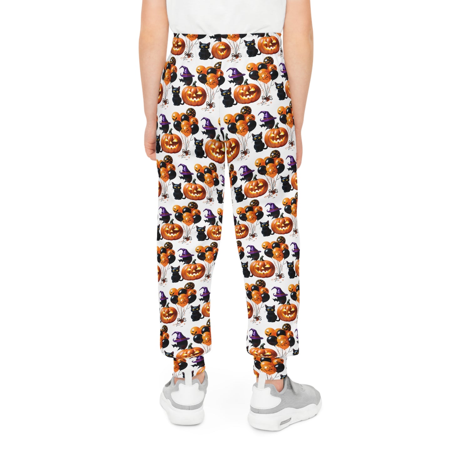 Halloween Pumpkin and Cat Youth Joggers - Spooky Comfort for Everyday