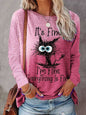 Halloween Gradient Printing Long-sleeved T-shirt Round Neck Women