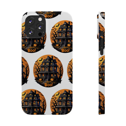 Haunted Halloween House Pattern Slim Phone Cases