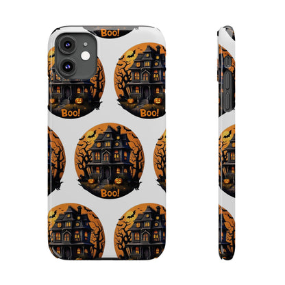 Haunted Halloween House Pattern Slim Phone Cases