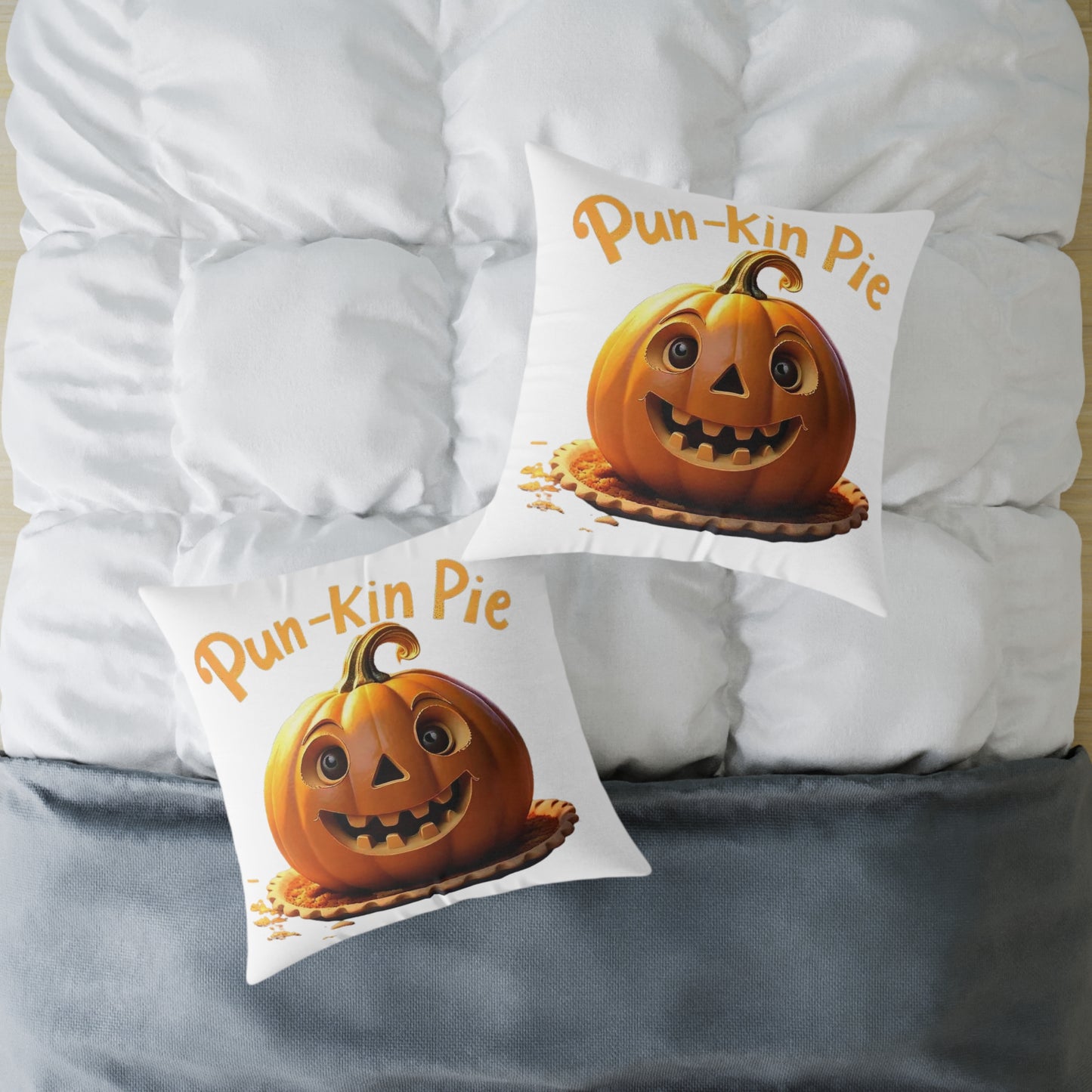 Pun-Kin Pie Design Square Poly Canvas Pillow