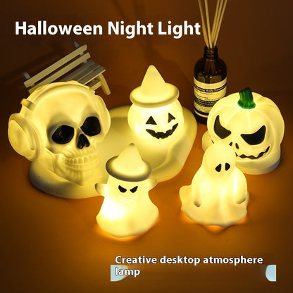 Halloween LED Glowing Cute Small Night Lamp Pumpkin Ghost Lamp Ornaments