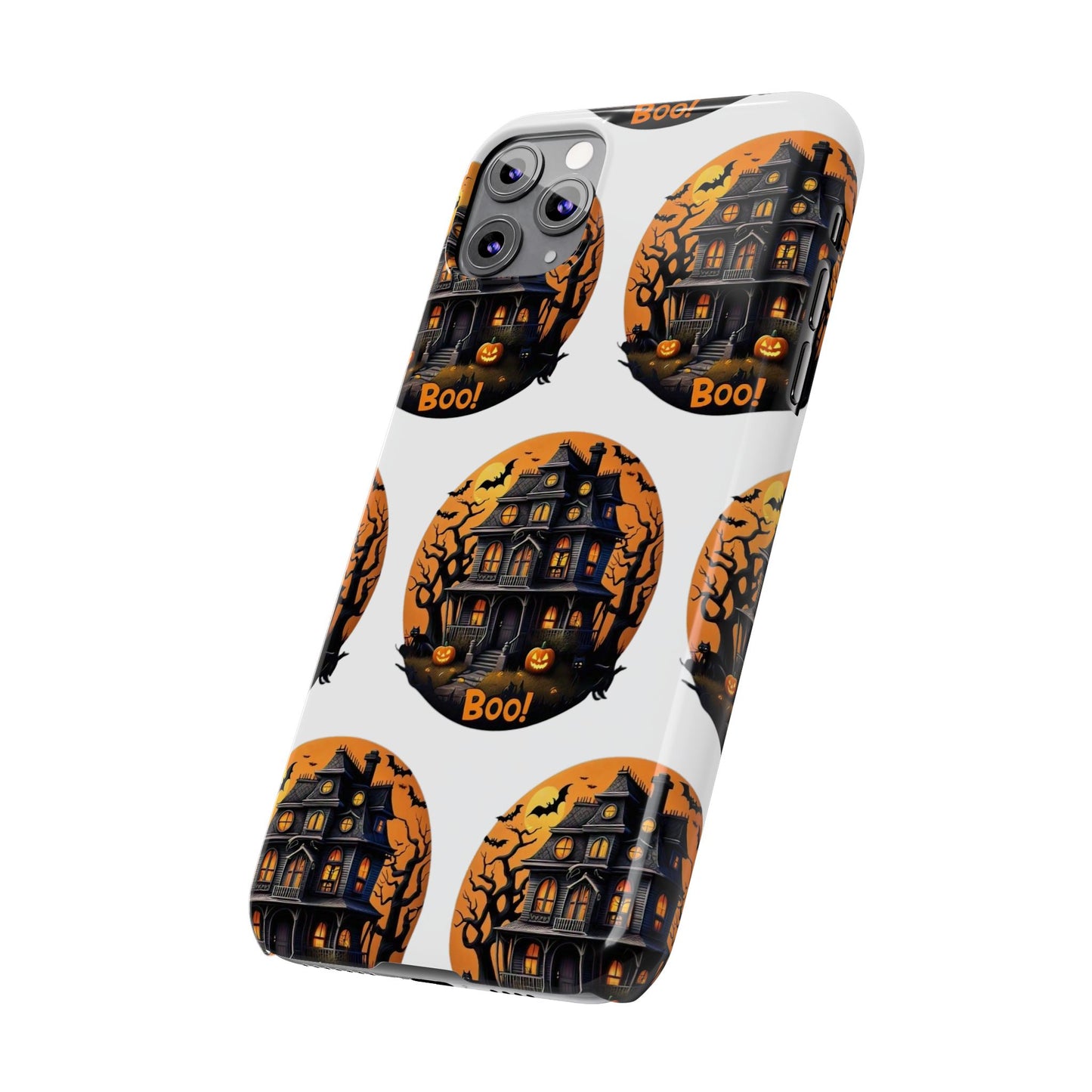 Haunted Halloween House Pattern Slim Phone Cases