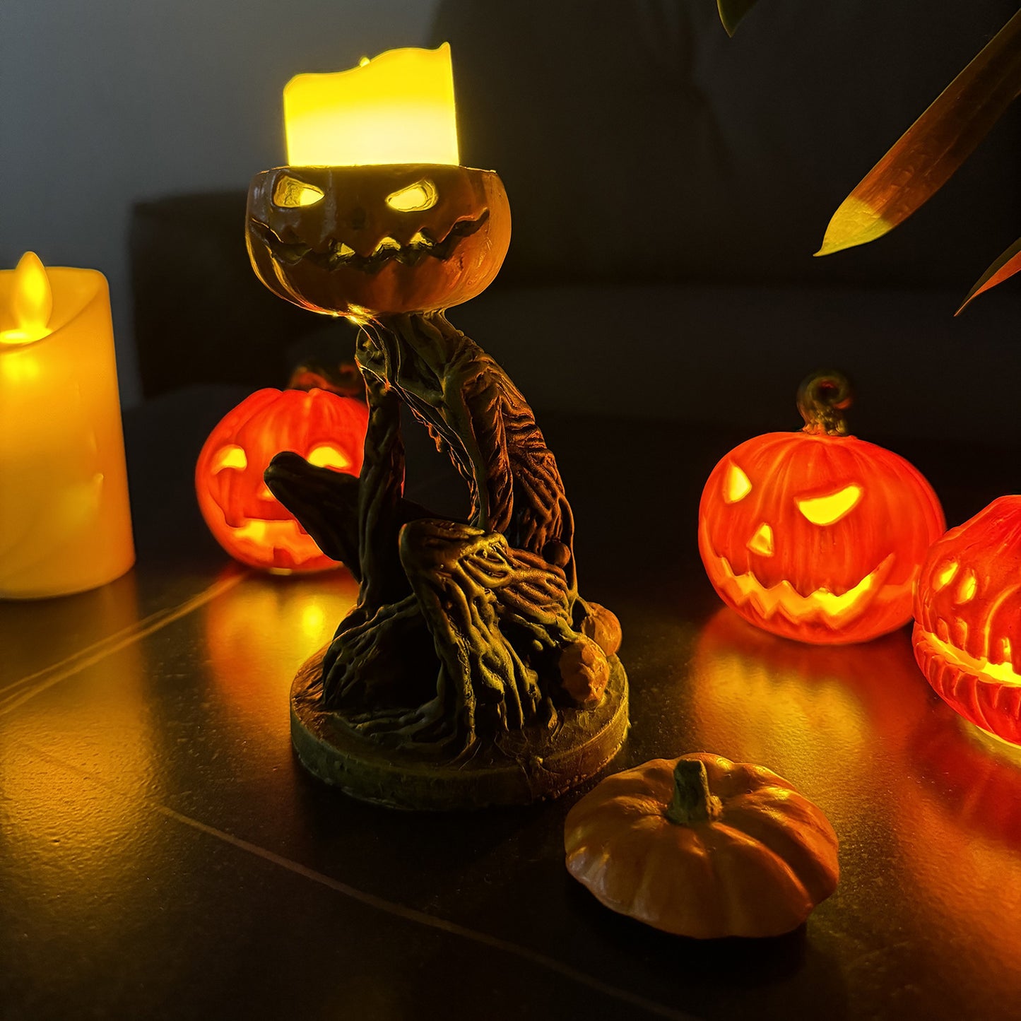 Halloween Pumpkin Candlestick Resin Decorations