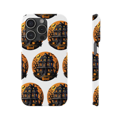 Haunted Halloween House Pattern Slim Phone Cases