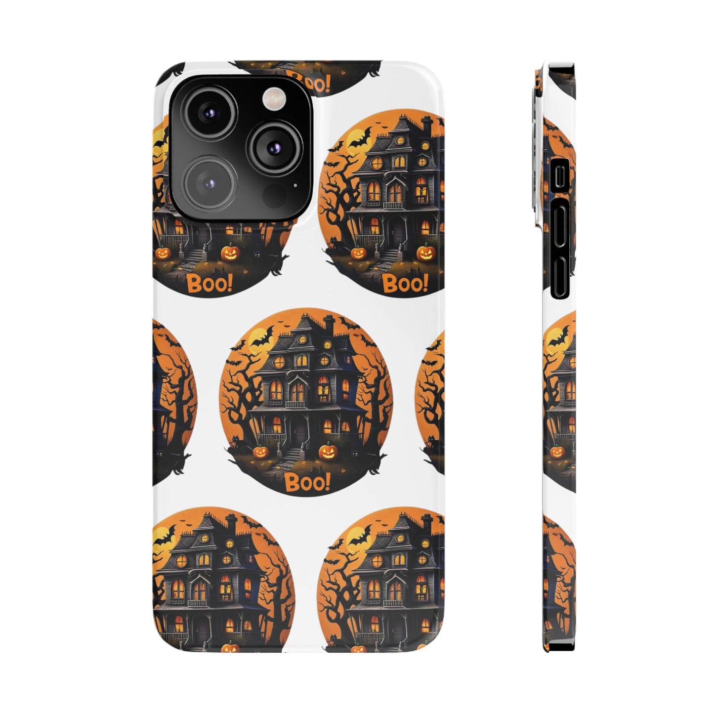 Haunted Halloween House Pattern Slim Phone Cases