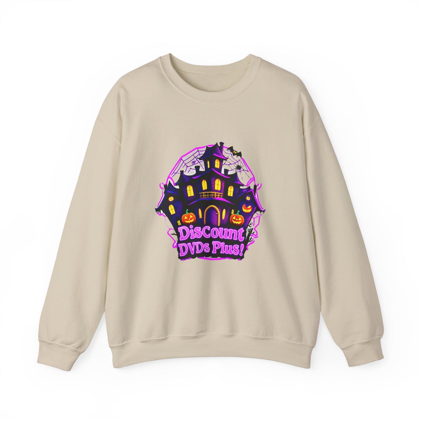 Sudadera unisex de cuello redondo Heavy Blend™ con logotipo de DDP! en la parte delantera y trasera