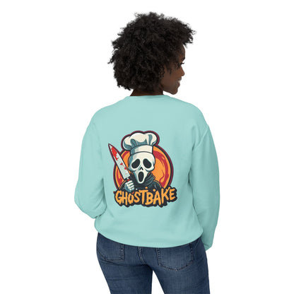 Sudadera unisex ligera con cuello redondo Ghostbake (delante y detrás)