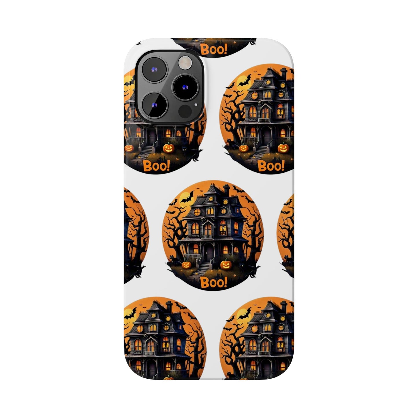 Haunted Halloween House Pattern Slim Phone Cases