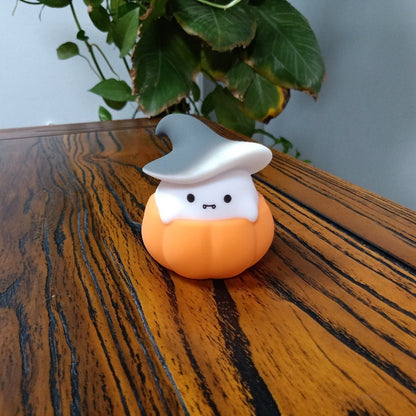 Ghost Pumpkin Small Night Lamp Halloween Silicone Pat Lamp 2w Gray Hat Style