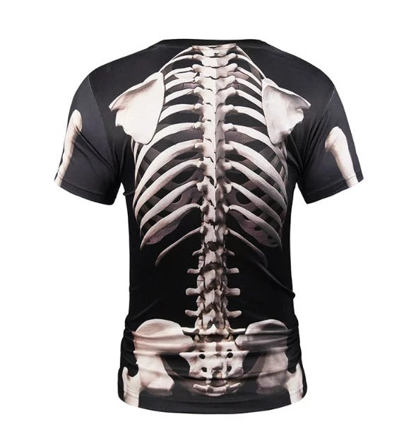 Skeleton T-shirt Skeletal bone short-sleeved personality pattern clothes 3D round neck half sleeve male horror spoof creative compassionate