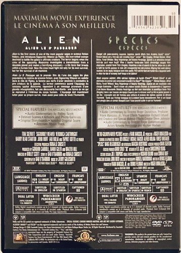 Alien/Species Double Feature (DVD) 2 Disc-Set Sci-Fi Horror 20th Fox MGM OOP image 1