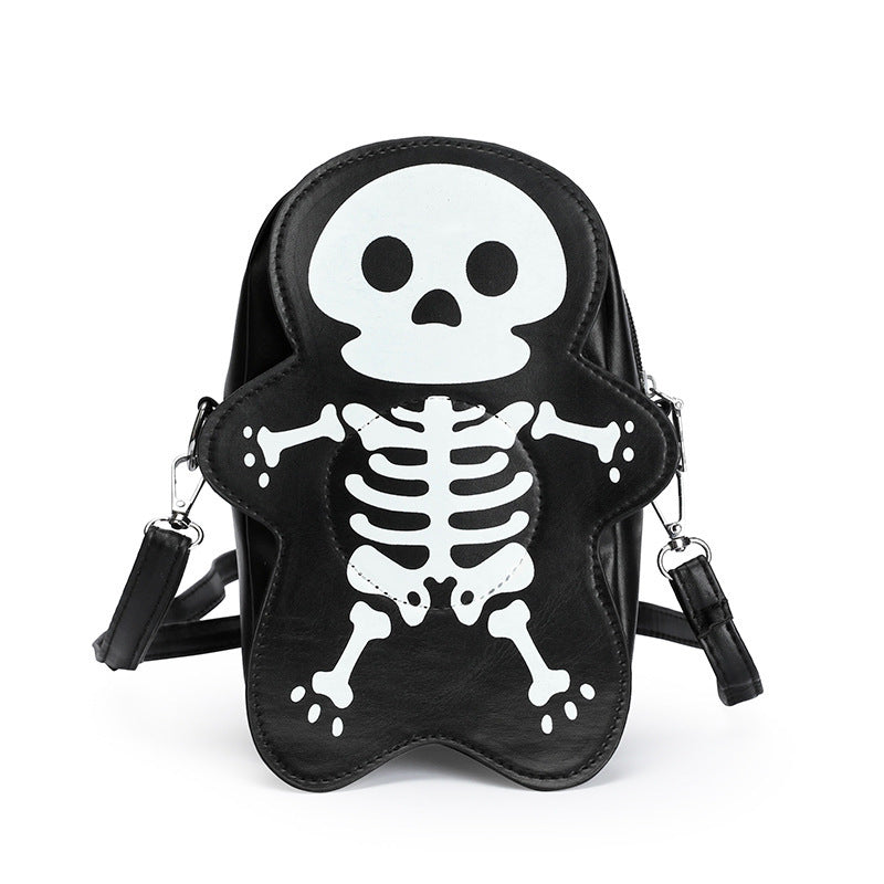 Bolso de hombro con diseño de calavera de Halloween para niñas, divertido y lindo bolso bandolera tipo mensajero para mujer, bolso pequeño para teléfono