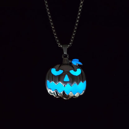 Halloween Ghost Festival Accessories Luminous Pumpkin Pendant Necklace Blue Light