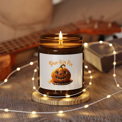 Pun-Kin Pie Design Scented Soy Candle (Multi-Size, Amber Jar)