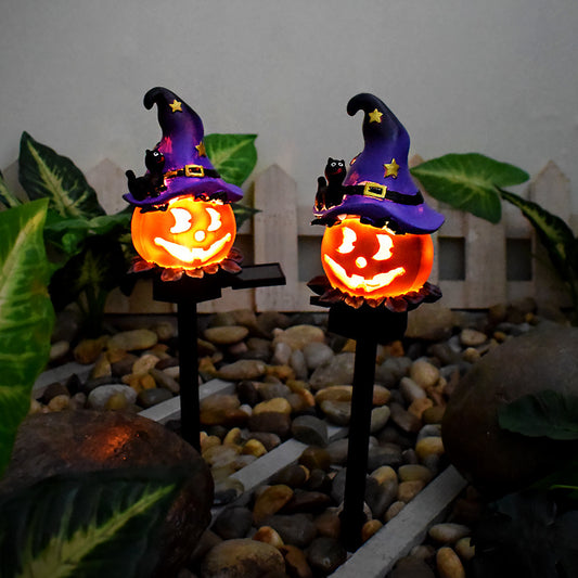 Lámpara solar de calabaza con ambiente creativo para Halloween al aire libre