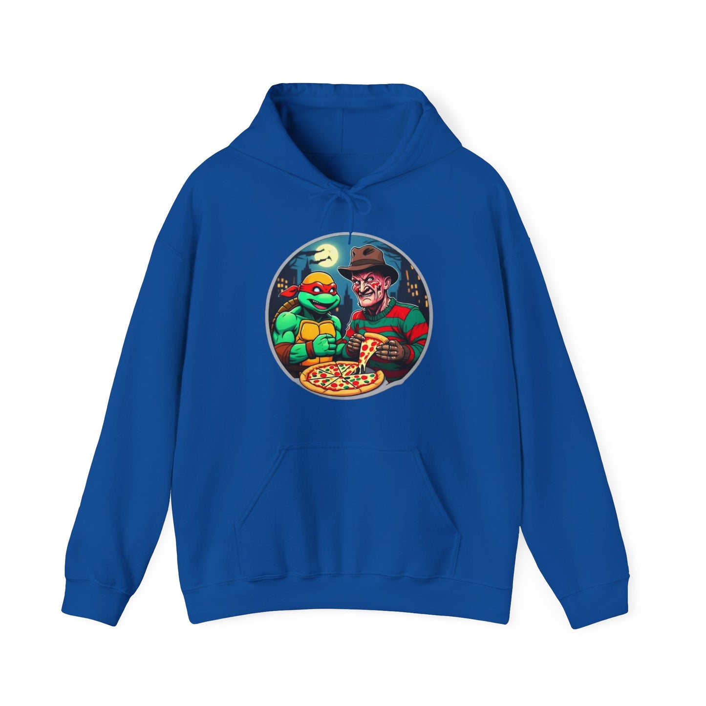 A Pizza Party on Elm Street (Design 2) Unisex Heavy Blend™ Hooded Sweatshirt