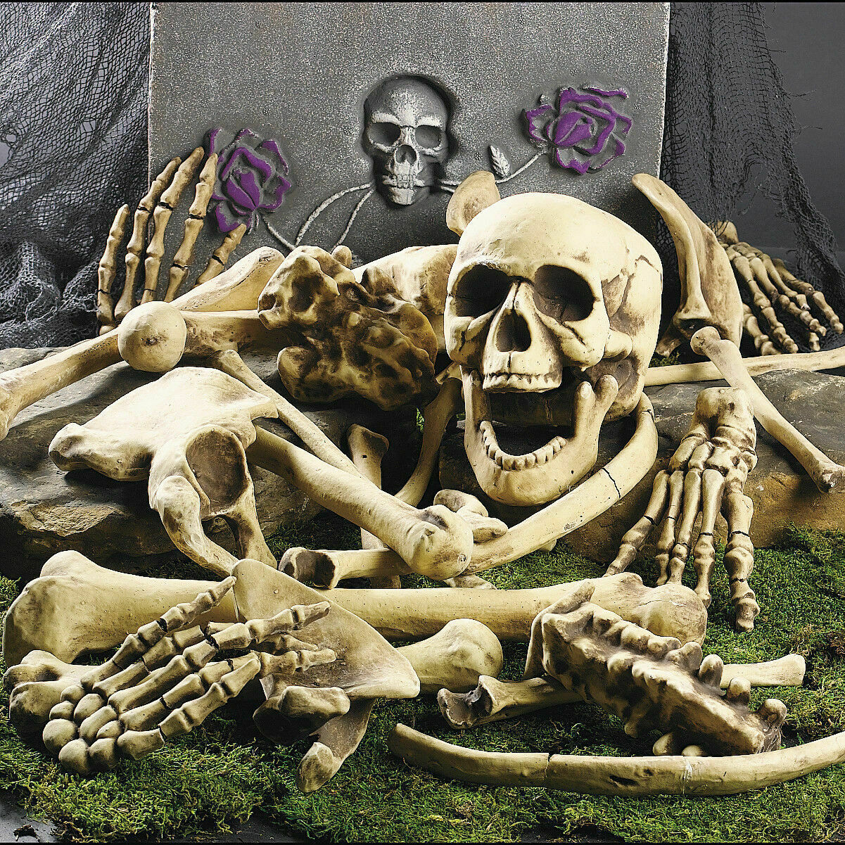 Halloween Skeleton Bones 28pcs Halloween Prop Skeleton Skull Haunted House Horror Accessory Party Decorations Tricky Bones Skull