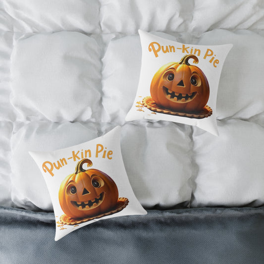 Almohada de lona de poliéster cuadrada con diseño de pastel Pun-Kin