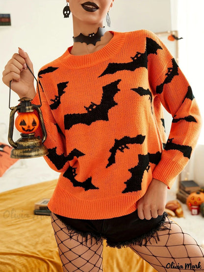 Suéter de punto de jacquard de Halloween de manga larga para mujer Ropa de mujer