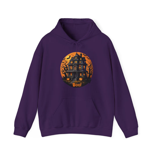 Sudadera unisex con capucha y mezcla pesada Haunted Halloween House