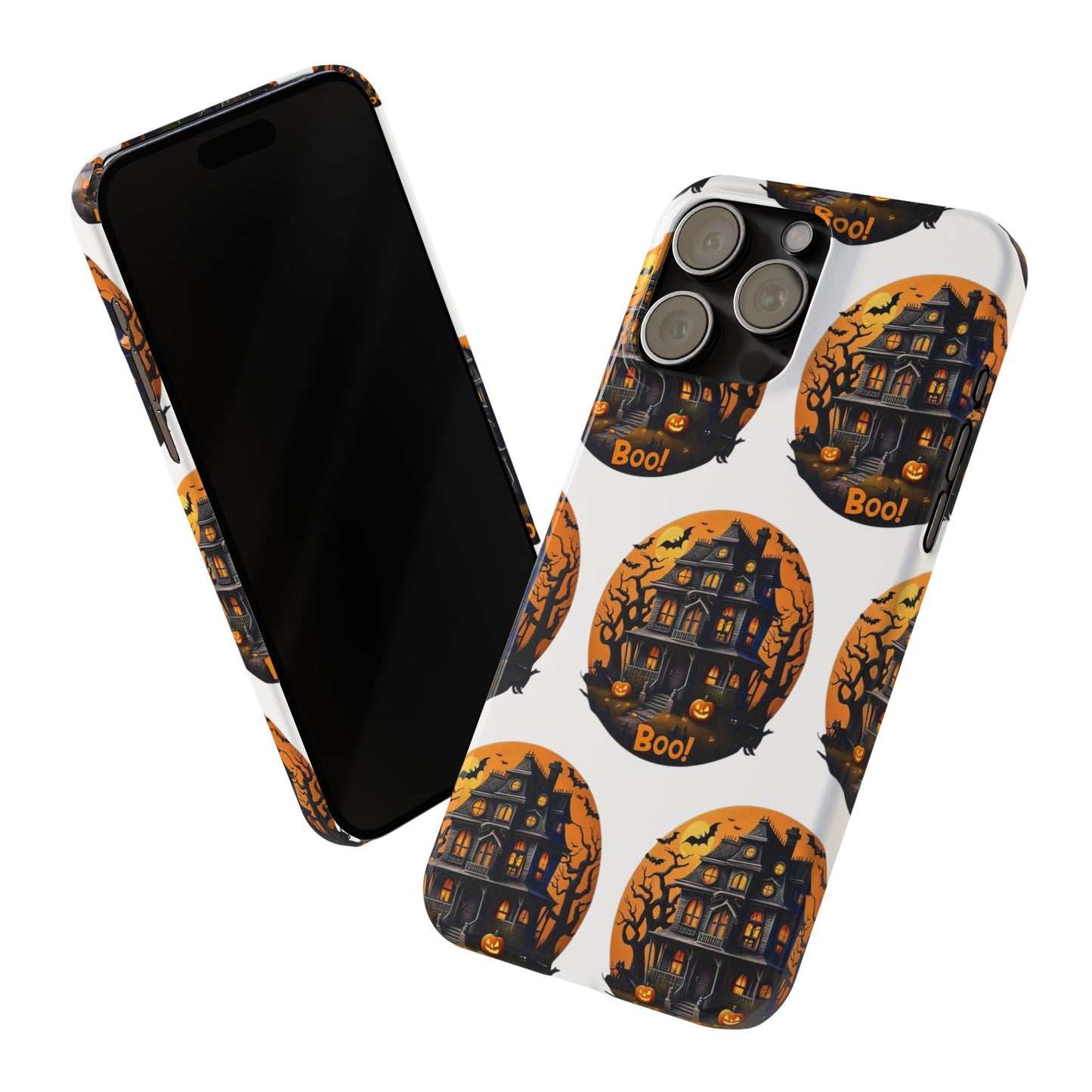 Haunted Halloween House Pattern Slim Phone Cases