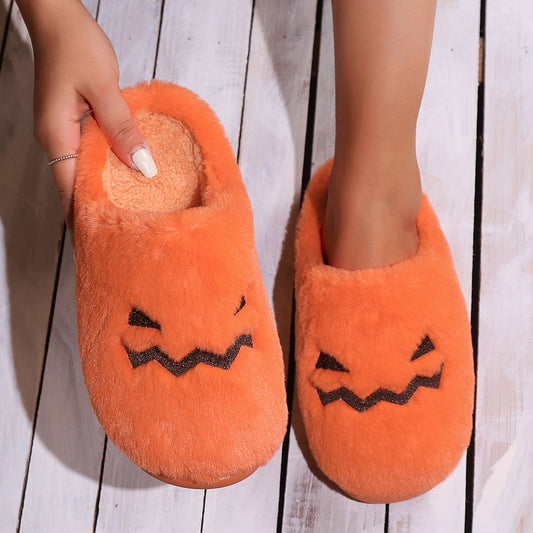 Men's And Women's Home Halloween Pumpkin Slippers