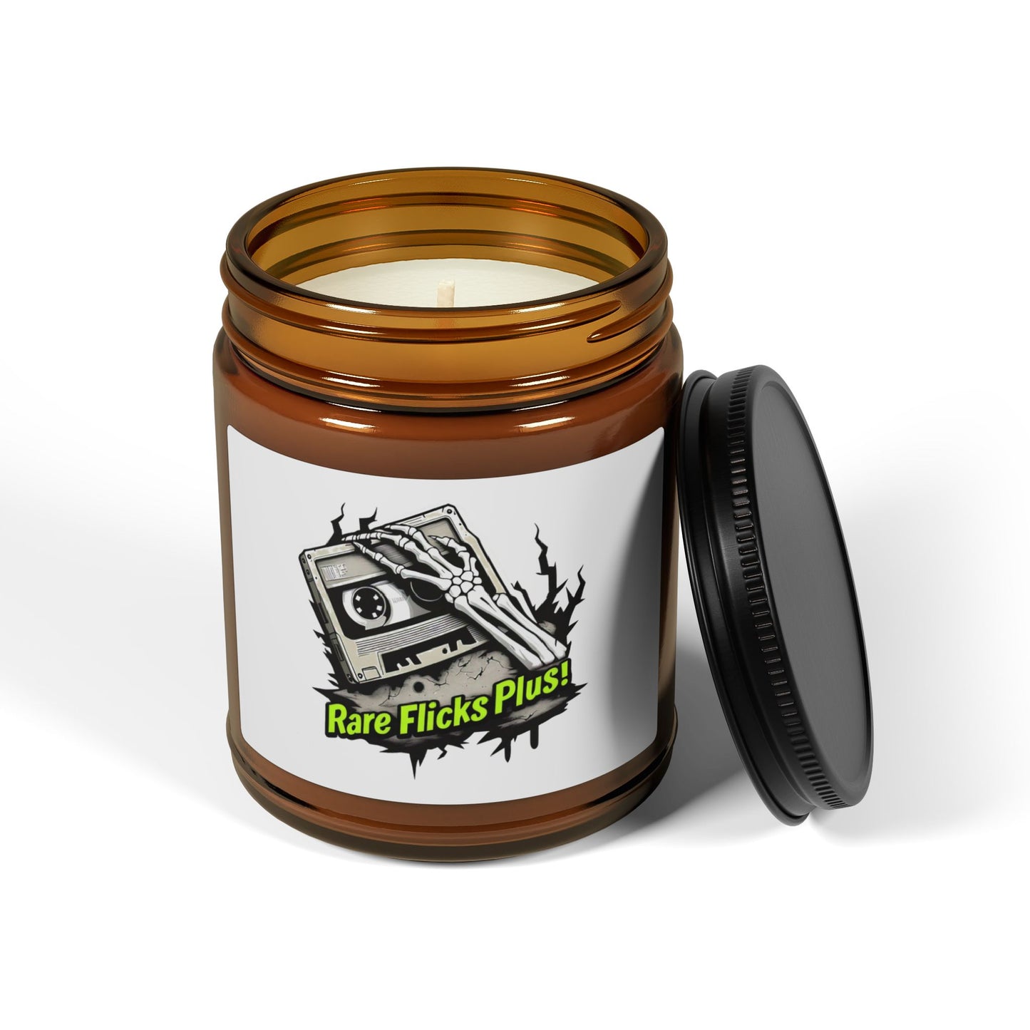 Rare Flicks Plus! Logo Scented Soy Candle (Multi-Size, Amber Jar)