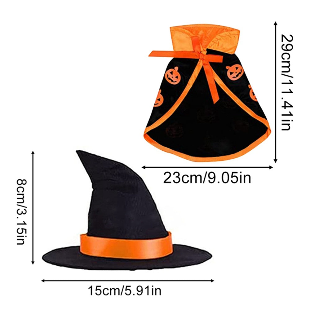 Conjunto de capa y sombrero de Halloween para mascotas, bonito disfraz para perros, ropa de cosplay para fiesta de Halloween para mascotas, decoración para gatos, capa para festivales