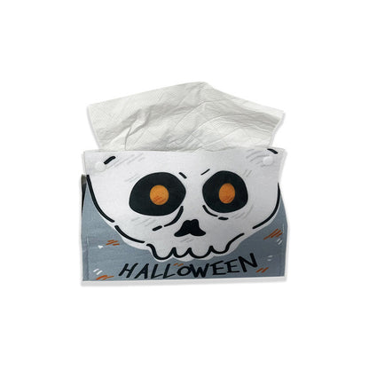 Halloween Theme Ornament Blanket Cartoon Tissue Dispenser Towel Box White Skull 19X10X12CM