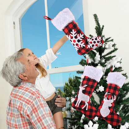 Christmas Festival Decoration Supplies Red And Black Plaid Christmas Stockings Pendant