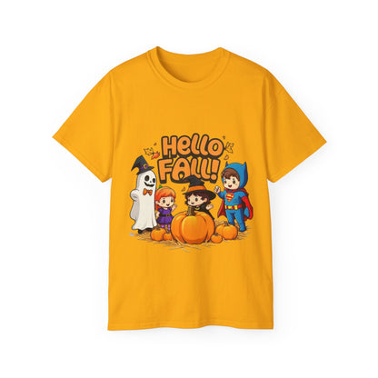 Camiseta unisex de algodón ultrafino con diseño de Hello Fall