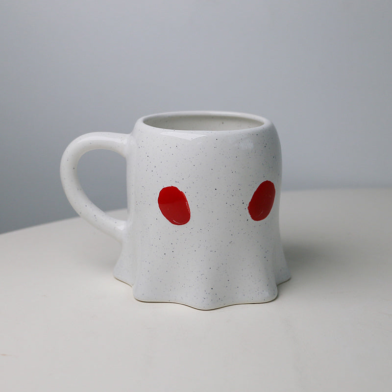 Creative Ghost Ceramic Mug Halloween Cold white red eyes