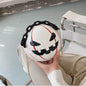 Halloween Cartoon Pumpkin Ball Handbags With Chain Personality Creative Funny Shoulder Bags For Kids Women White