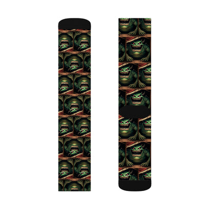 Sock Thief Monster Under the Bed Design Sublimation Socks