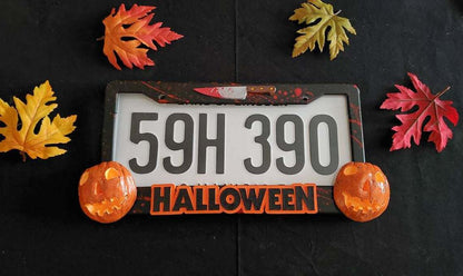 Halloween Personality Myers License Plate Frame Pumpkin