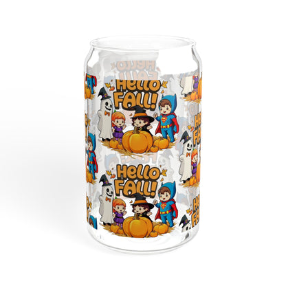 Vaso con sorbete con diseño de Hello Fall, 16 oz