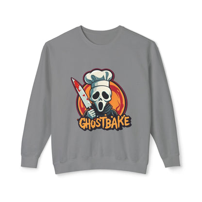 Sudadera unisex ligera con cuello redondo Ghostbake (delante y detrás)