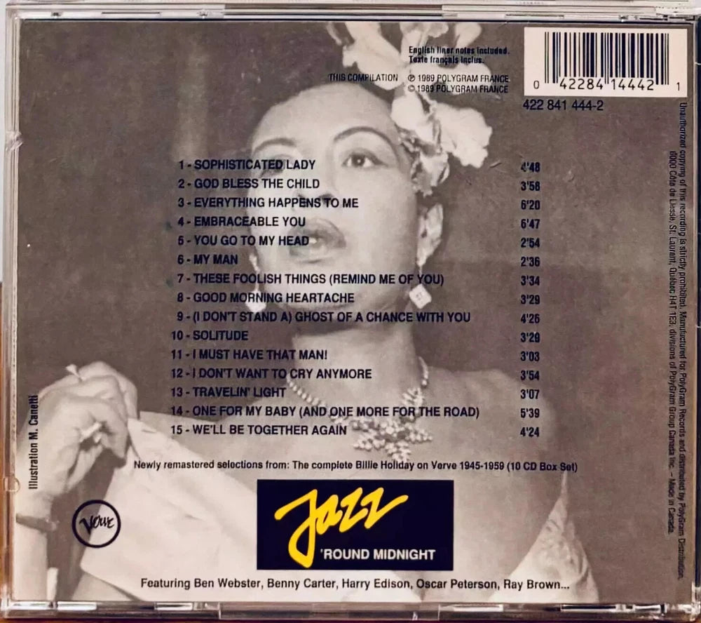 Jazz 'Round Midnight: Billie Holiday (CD, 1994) Pop Polygram *BDP image 1