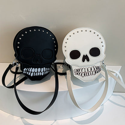 Bolso de hombro con diseño de calavera de Halloween para niñas, divertido y lindo bolso de mensajero con personalidad, bolsos cruzados creativos para mujeres