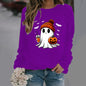 Halloween Round Neck Print Long Sleeves Sweater