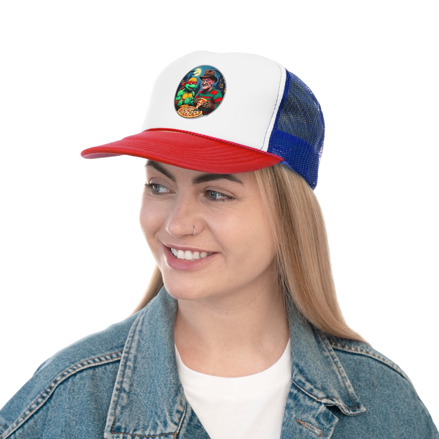 A Pizza Party on Elm Street (Design 2) Trucker Caps