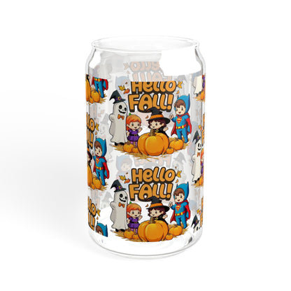 Vaso con sorbete con diseño de Hello Fall, 16 oz