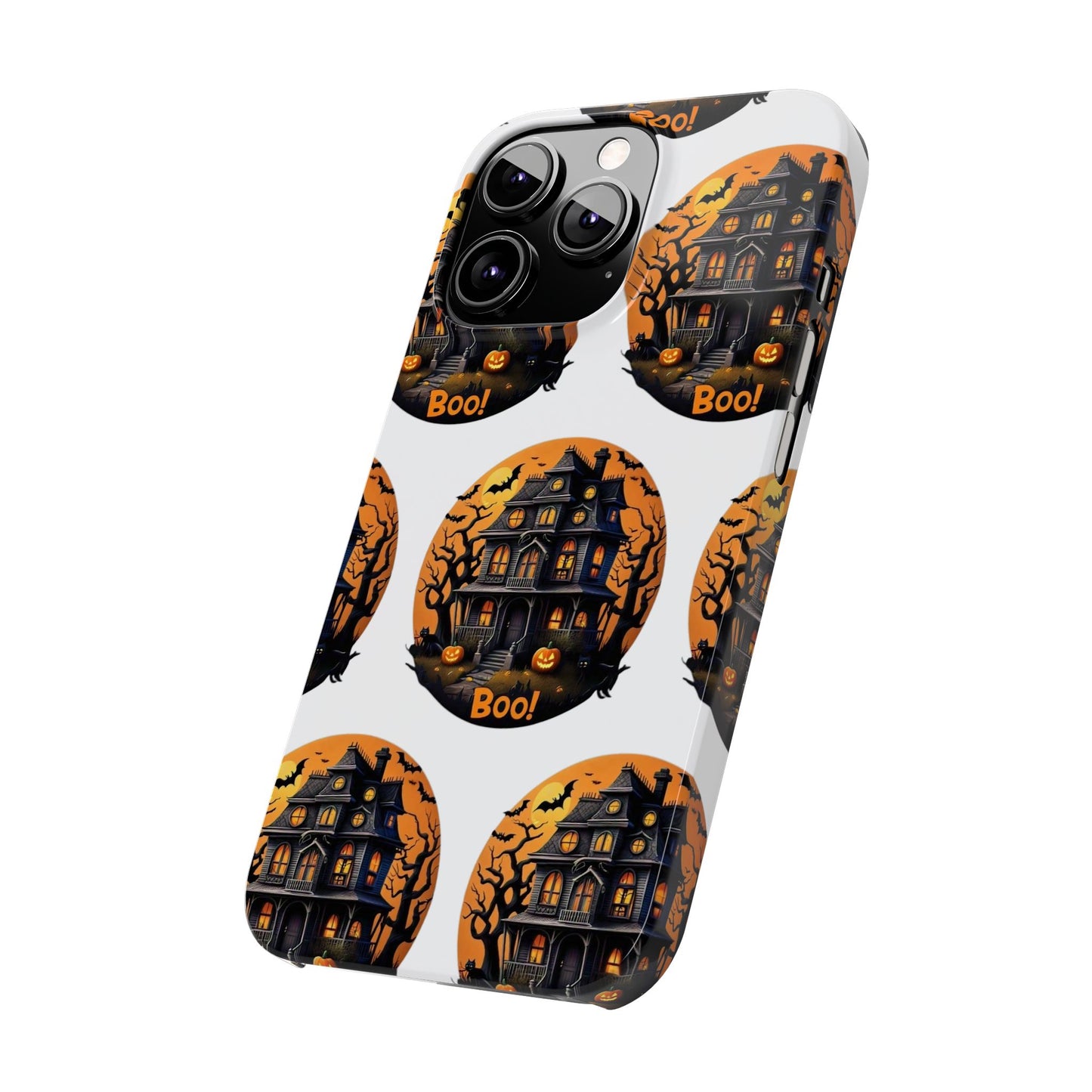 Haunted Halloween House Pattern Slim Phone Cases