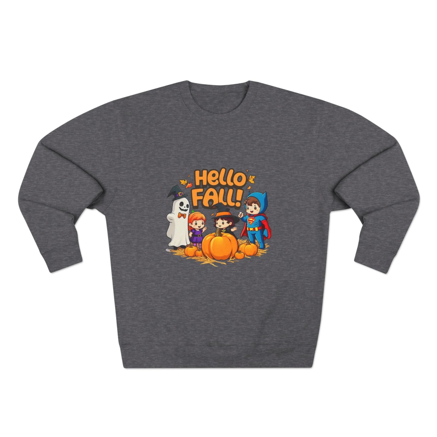 Sudadera unisex con cuello redondo y diseño de Hello Fall