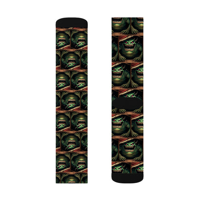 Sock Thief Monster Under the Bed Design Sublimation Socks