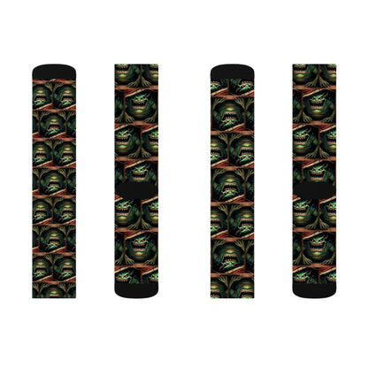 Sock Thief Monster Under the Bed Design Sublimation Socks