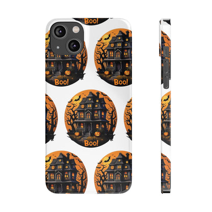 Haunted Halloween House Pattern Slim Phone Cases