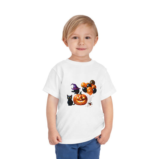 Camiseta de manga corta para niños pequeños con escena de Halloween