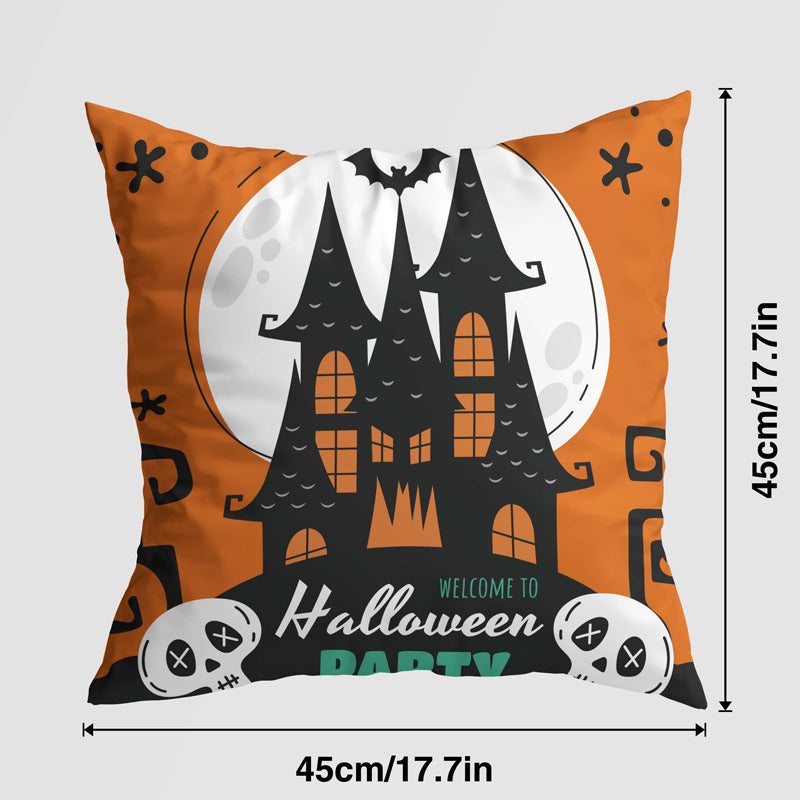 Halloween Pumpkin Castle Pillow Cover